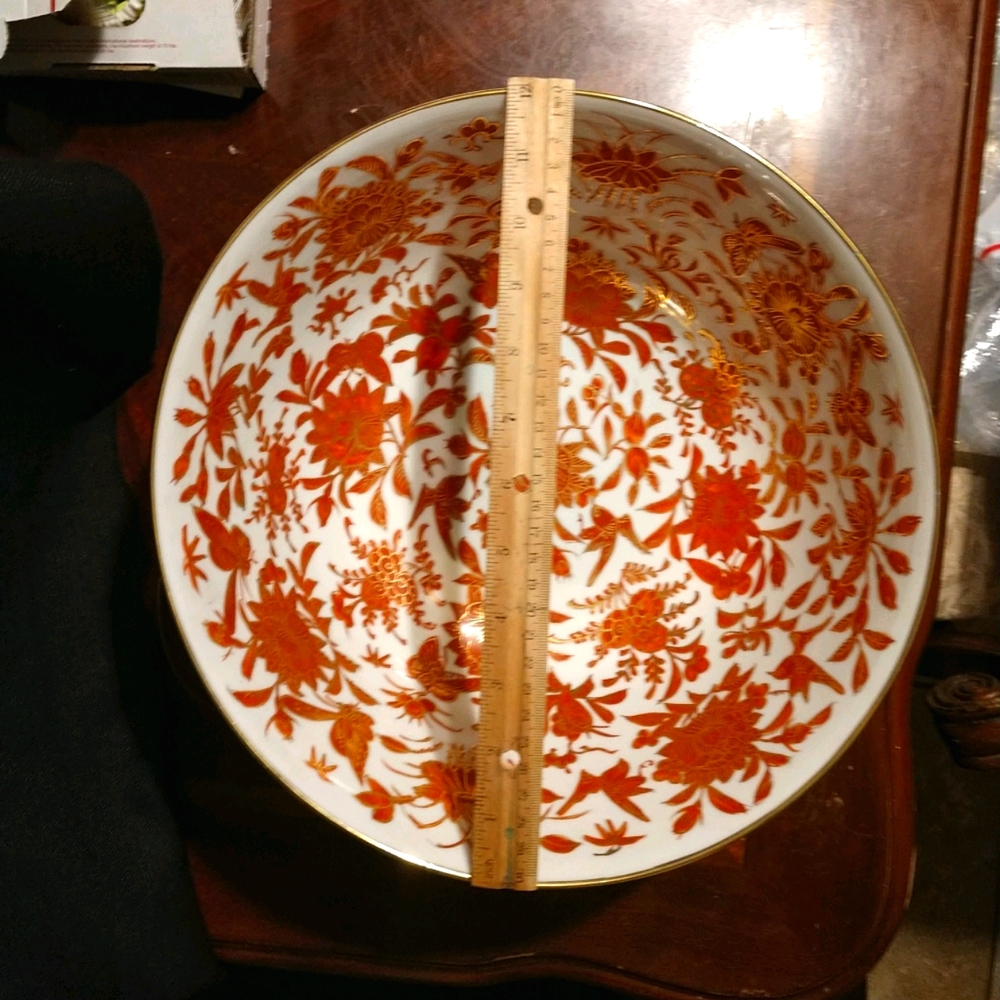 Antique Japanese 1950's Porcelain Bowl Made in Hong kong Marked Weight 10lbs.
